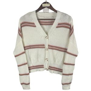 HOUSEOFJOR no name brand tag cream orange stripe cardigan // L